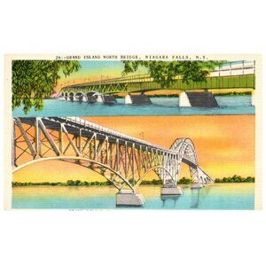 Postcard Grand Island North Bridge Niagara Falls New York South Bridge Tonawanda